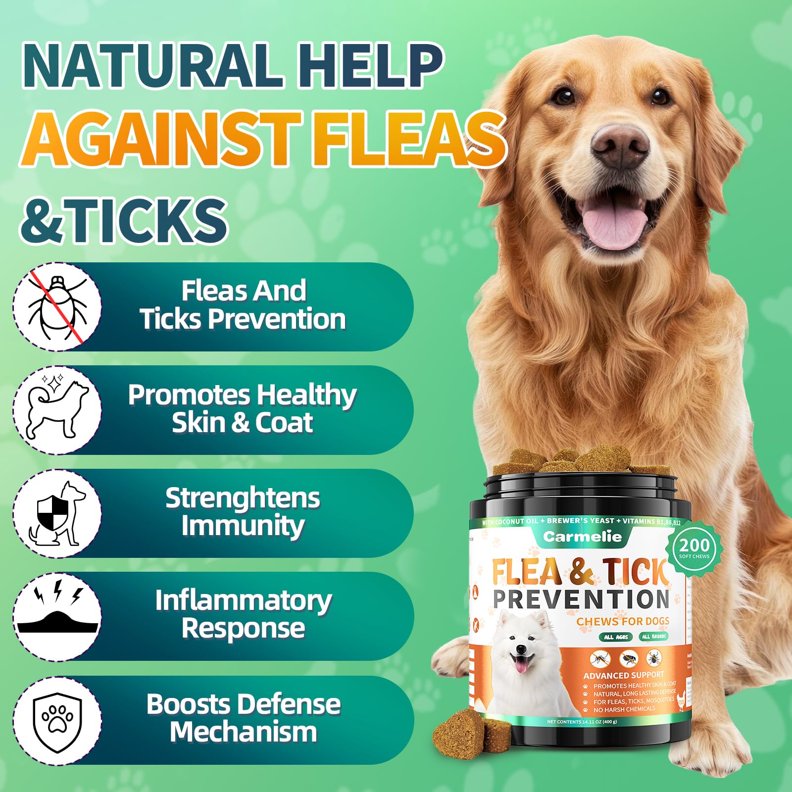 Carmelie soft chews chicken flavor offer a tasty dog-friendly prevention option.