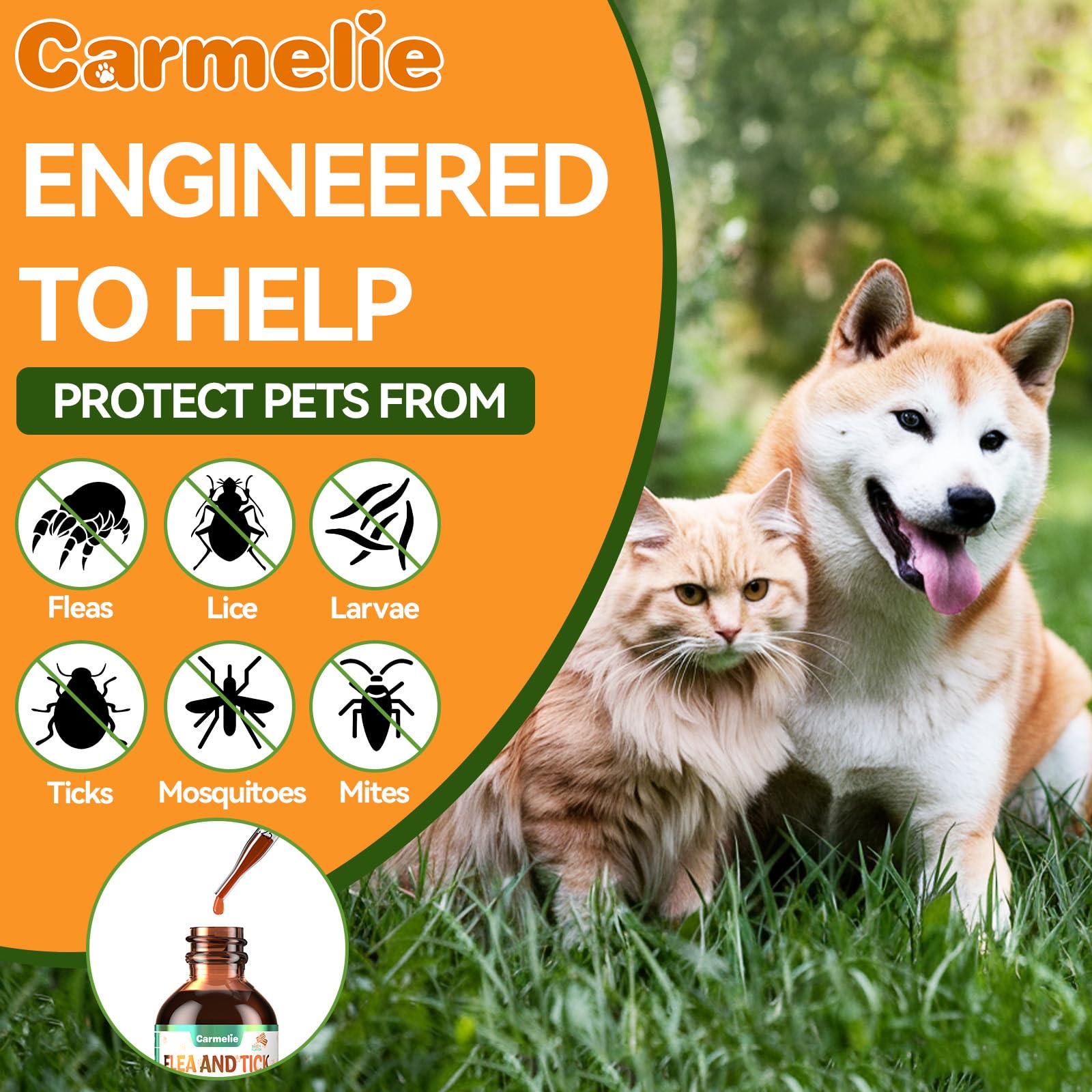 Carmelie vitamin-blend includes B vitamins and vitamin E for coat