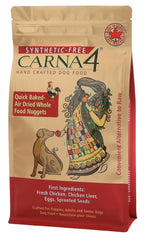 CARNA4 packaging emphasizes Canada and USA sourcing with a synthetic-free promise.