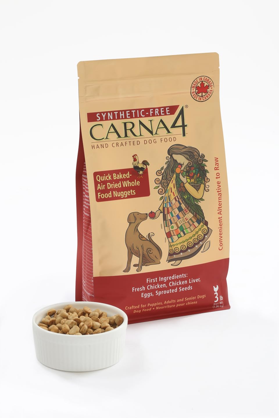 CARNA4 small-serving concentrated nuggets ideal for measured portions.