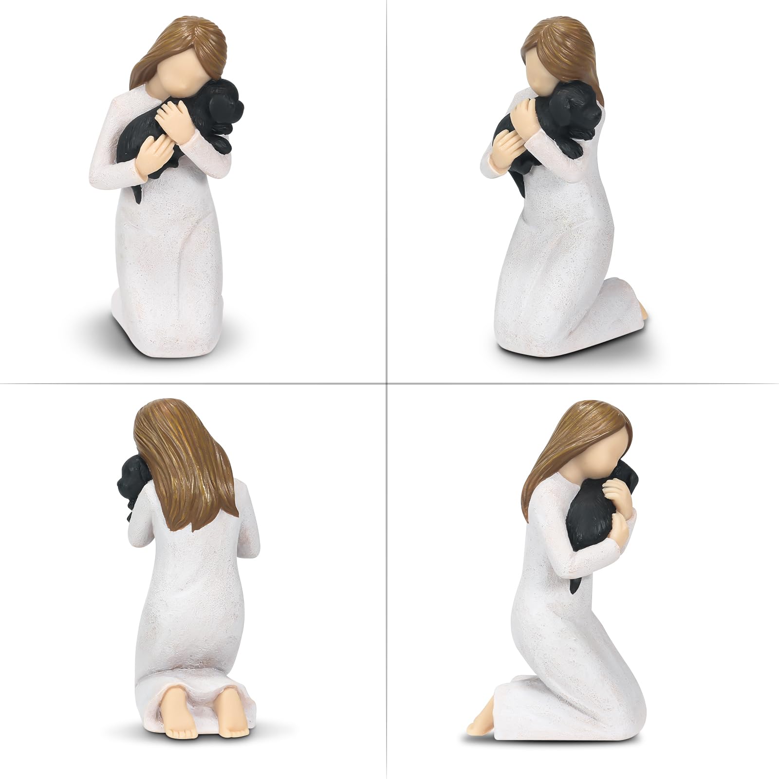 Carracci dog memorial dog mom embrace depicts bonding and lasting memories.