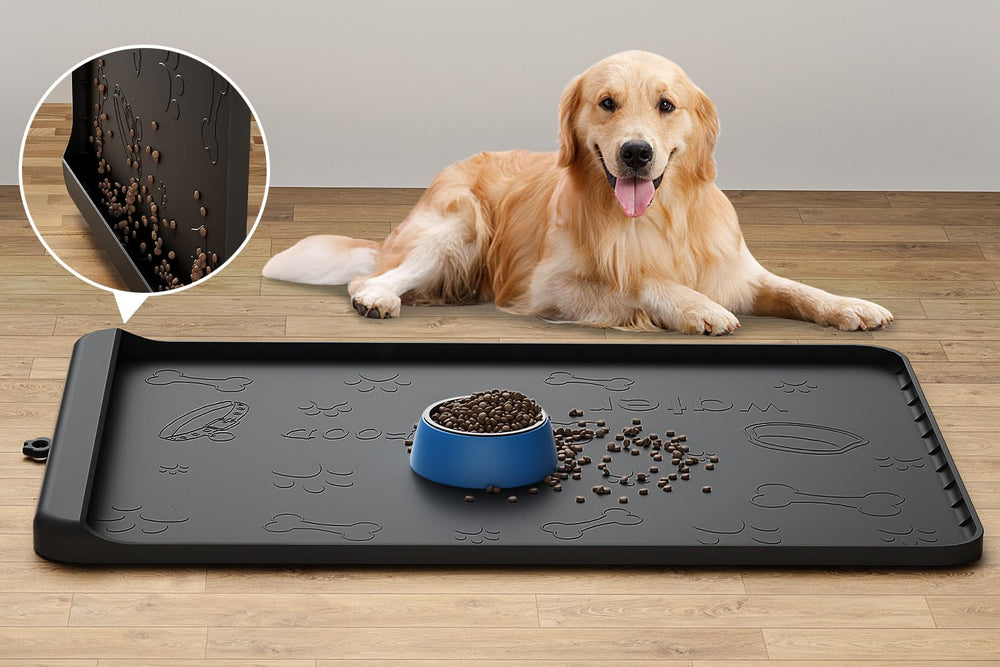 Carry360 dog mat food water 36x24 provides spacious feeding area while keeping floors clean.