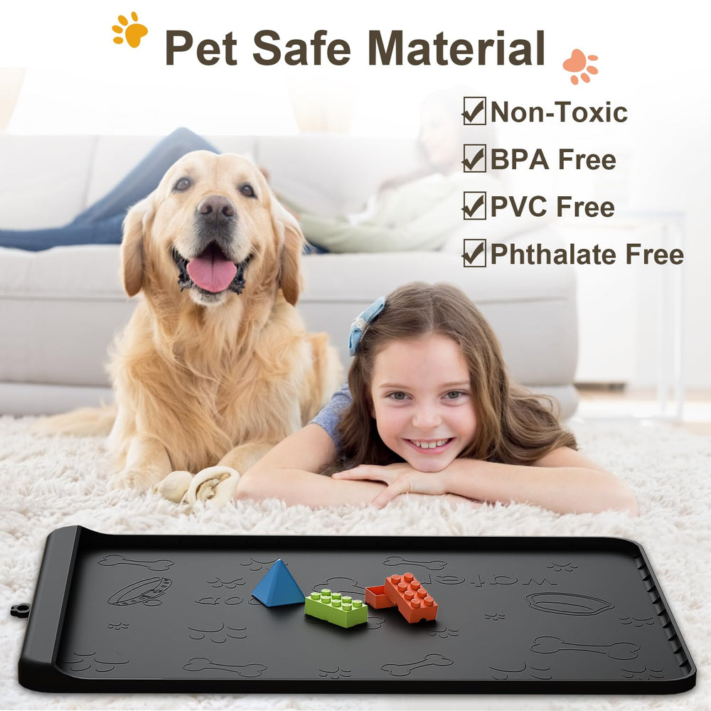 Carry360 dog mat with high edges contains spills, protecting floors.