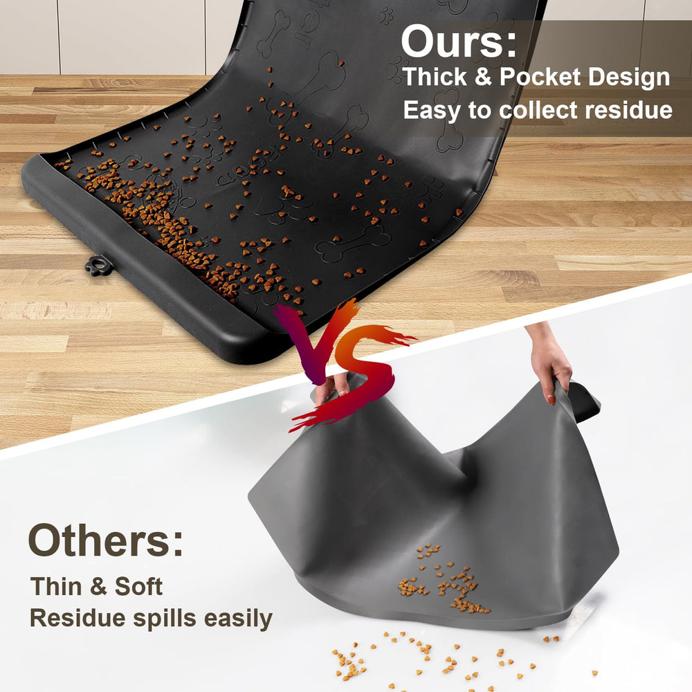 Carry360 dog mat residue pocket collects crumbs for quick disposal.