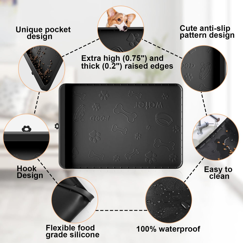Carry360 dog mat waterproof surface handles water and food splashes.