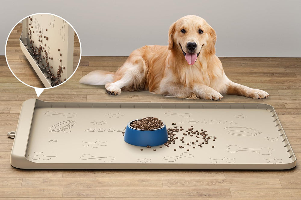 Carry360 silicone dog feeding mat 36x24 folded for storage keeps areas tidy.