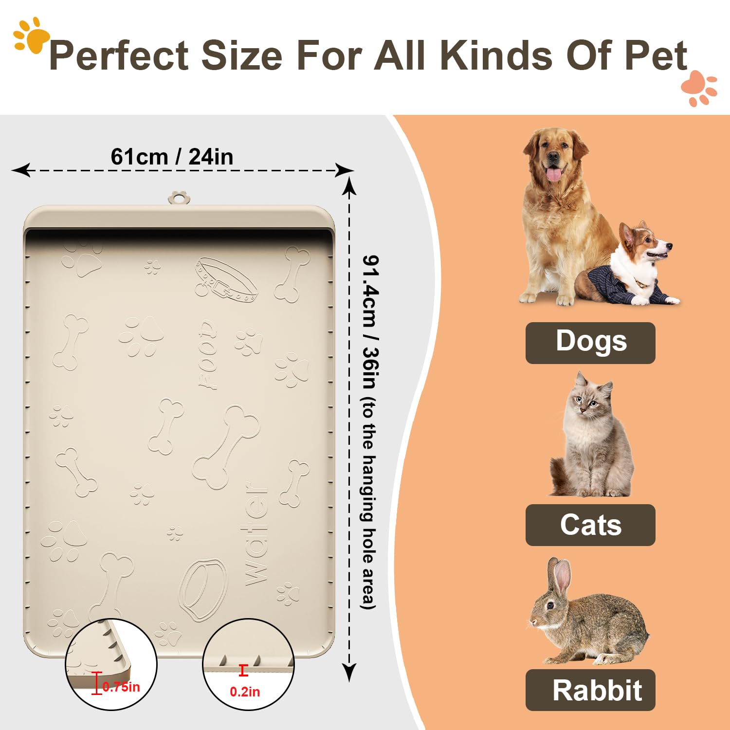 Carry360 silicone dog feeding mat large 36x24 supports multiple bowls.