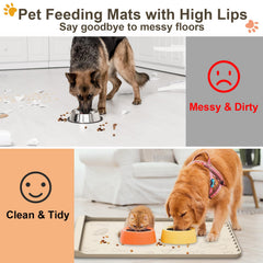 Carry360 silicone dog feeding mat pocket design catches crumbs for easy cleanup.