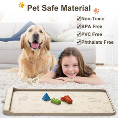 Carry360 silicone dog feeding mat raised edges contain spills and mess.