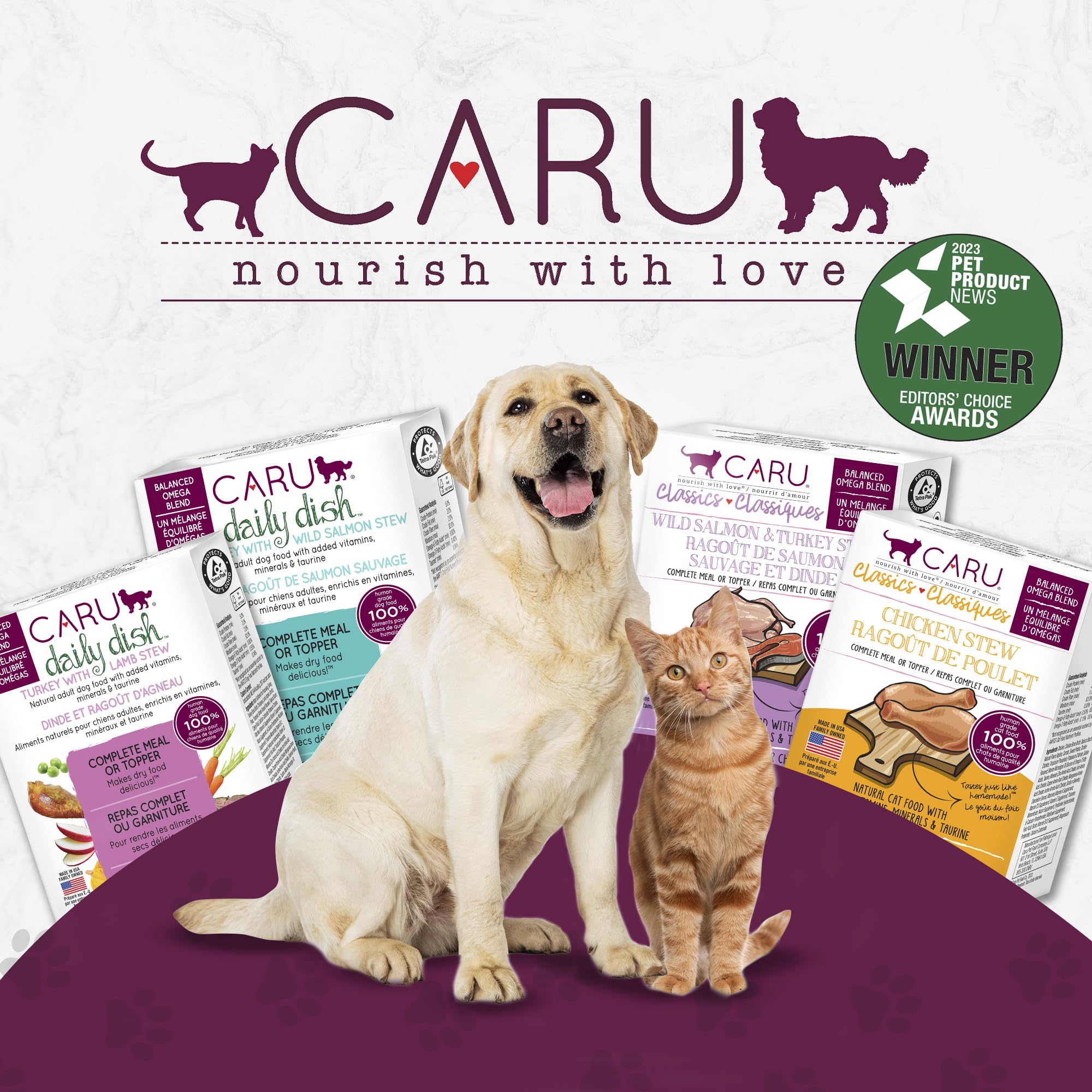 Caru Classics Turkey Stew product image emphasizes human-grade, non-GMO ingredients.