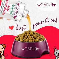 Caru Daily Dish broth topper served in a bowl for dogs and cats