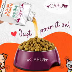 Caru Daily Dish broth poured over dry kibble to moisten meals.