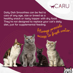 Caru tuna lickable pack design with twist-cap, staining-free feeding option.