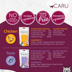Caru Daily Dish smoothie pack serving image highlights easy-dispense pouch for cats.