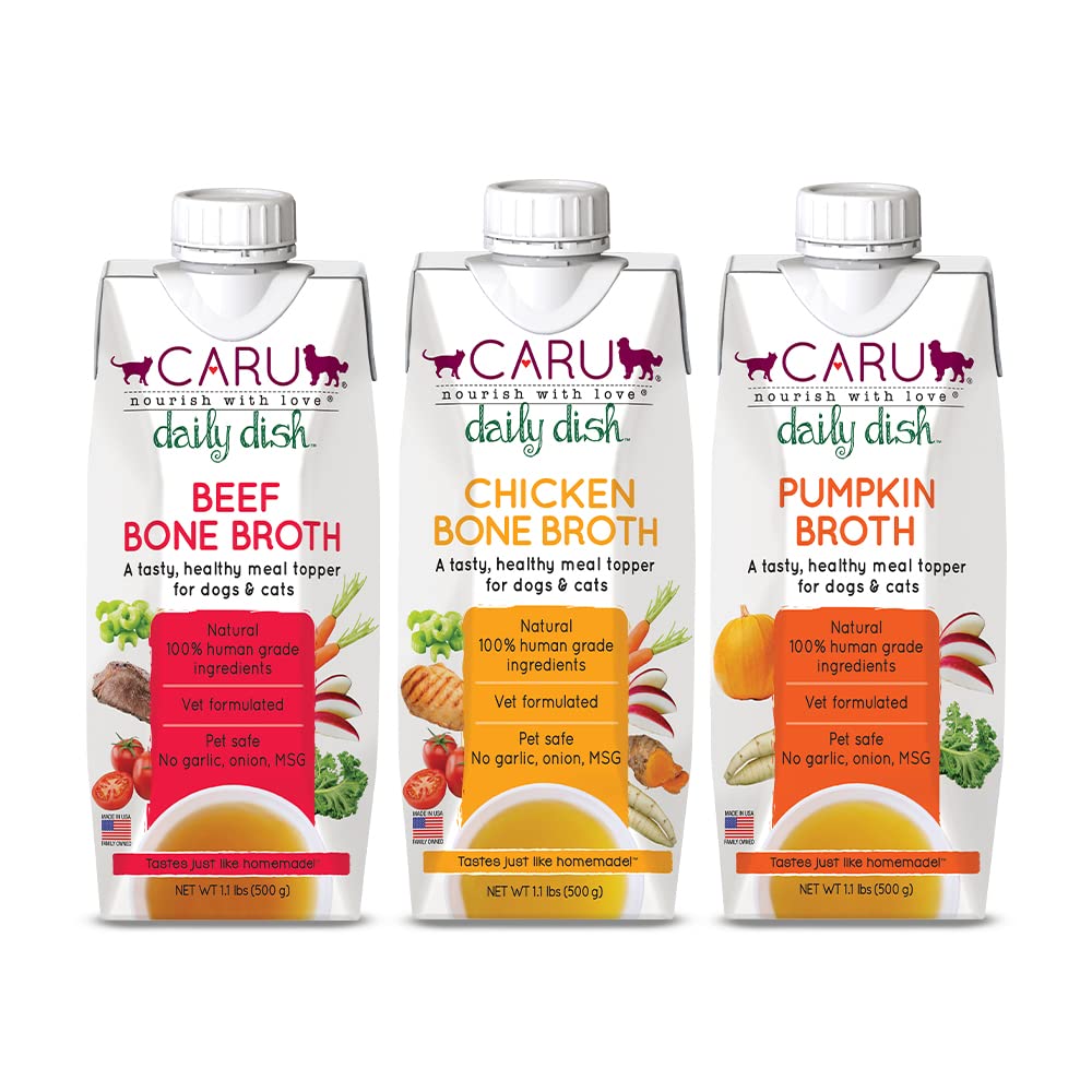 Caru Daily Dish variety-pack box for easy pet meal planning.