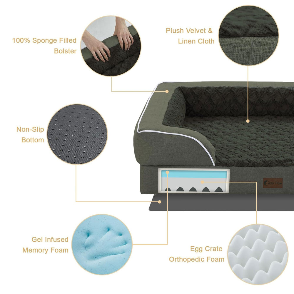 Casa Paw waterproof layer detail highlights urine-blocking protection to keep foam dry.