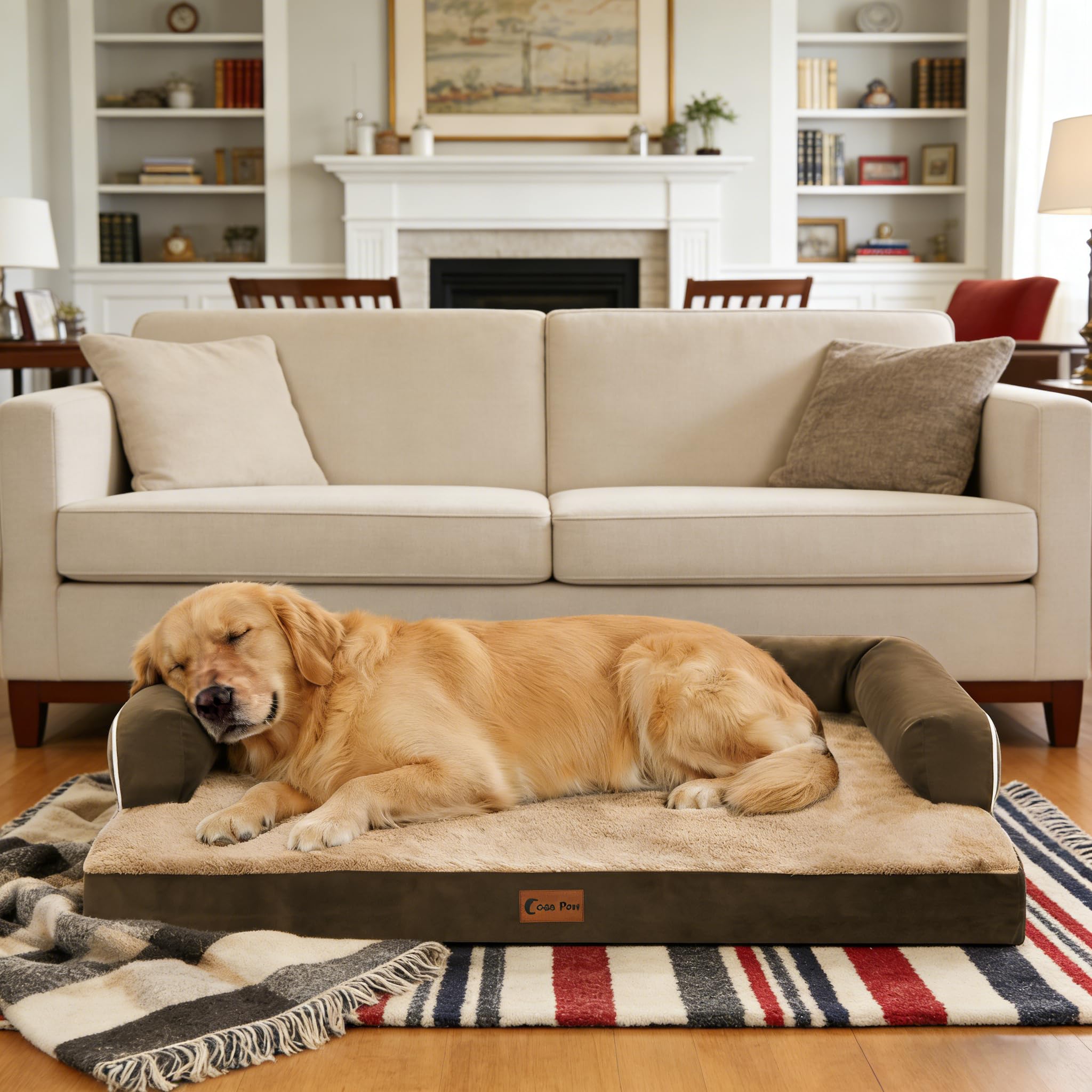 Casa-Paw-dog-bed-in-room fits home decor while offering cozy retreat.