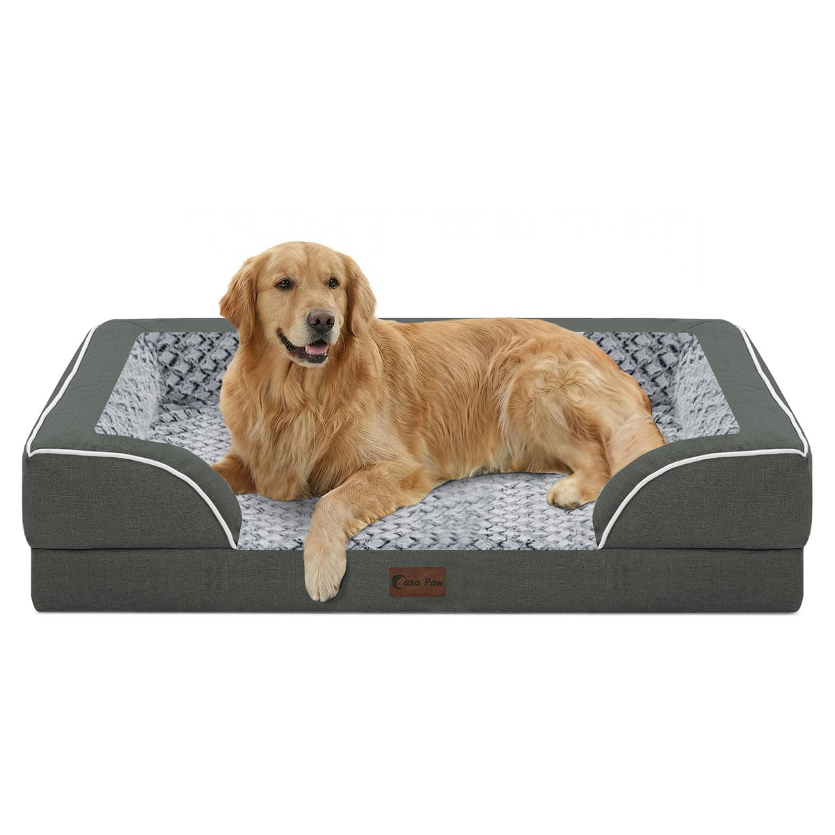 Casa Paw orthopedic bed XL memory foam closeup shows cooling gel for cooler rest