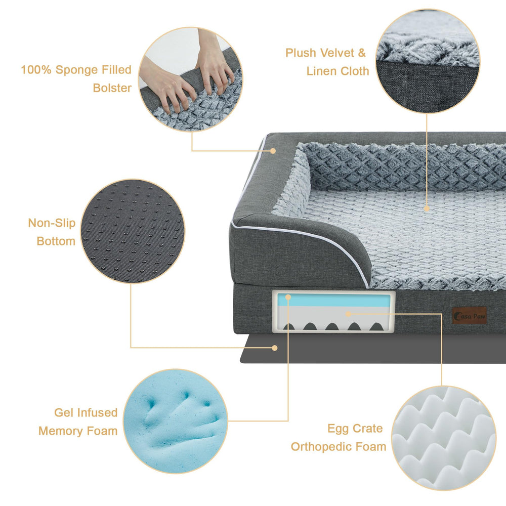 Casa Paw orthopedic bed XL waterproof layer protects memory foam from accidents