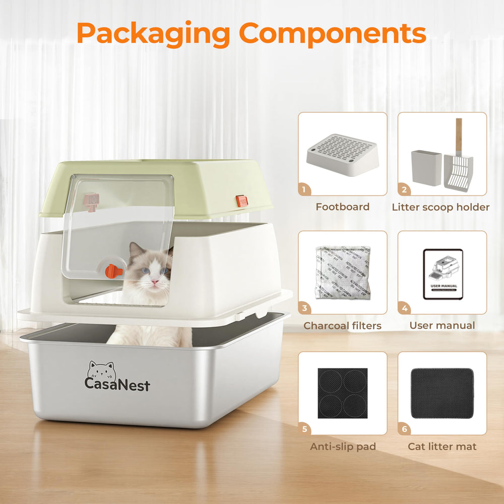 CasaNest leak-proof metal design keeps litter contained and floors clean