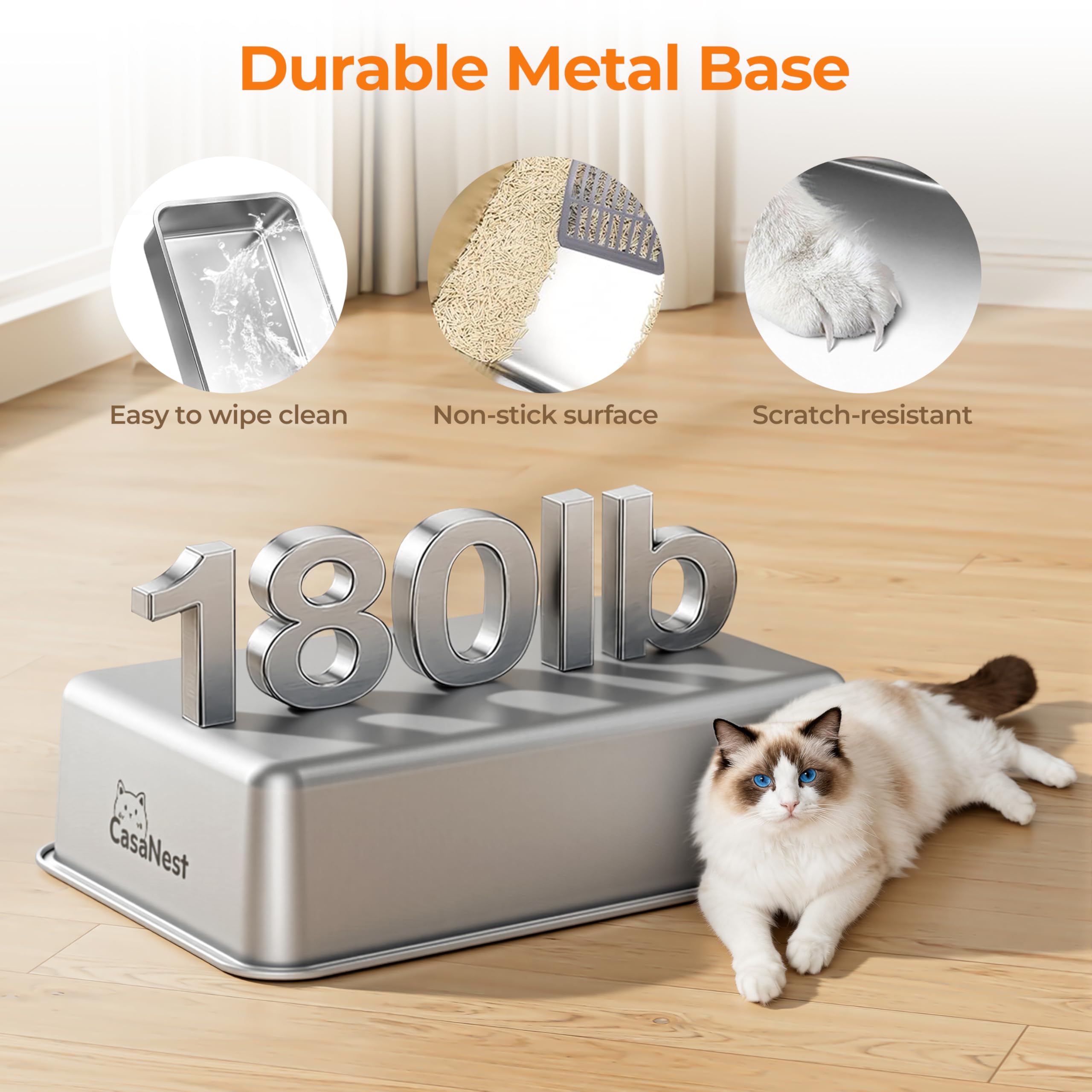 CasaNest stainless-steel base is rust-resistant and easy to wipe clean