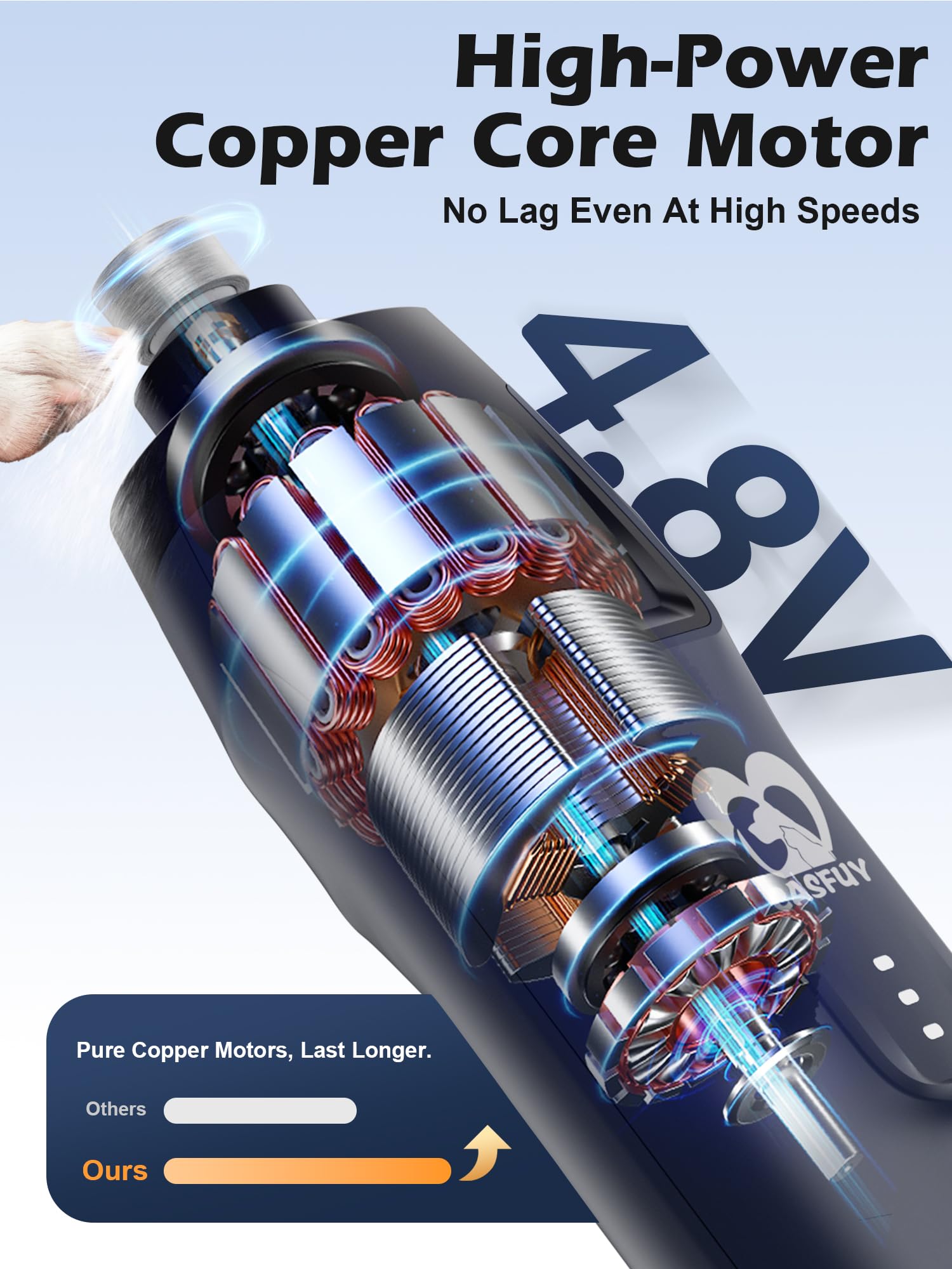 Casfuy 4.8V copper-core motor delivers steady power for smooth grooming