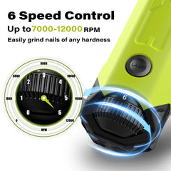 Casfuy 6-speed dog nail grinder side view, ergonomic grip for comfortable use.
