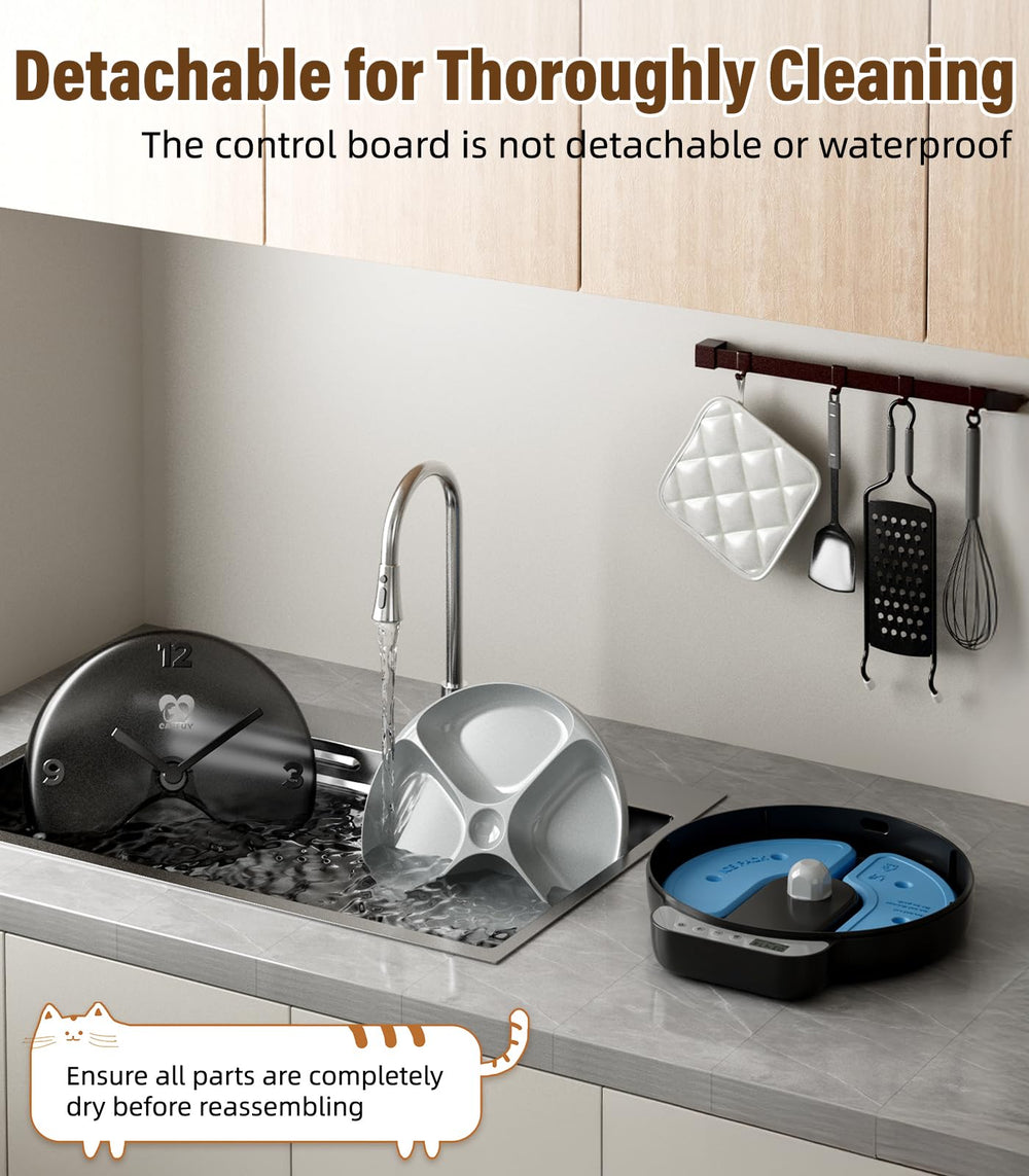 Casfuy anti-pinch sensor feature ensuring pet-safe meal rotation