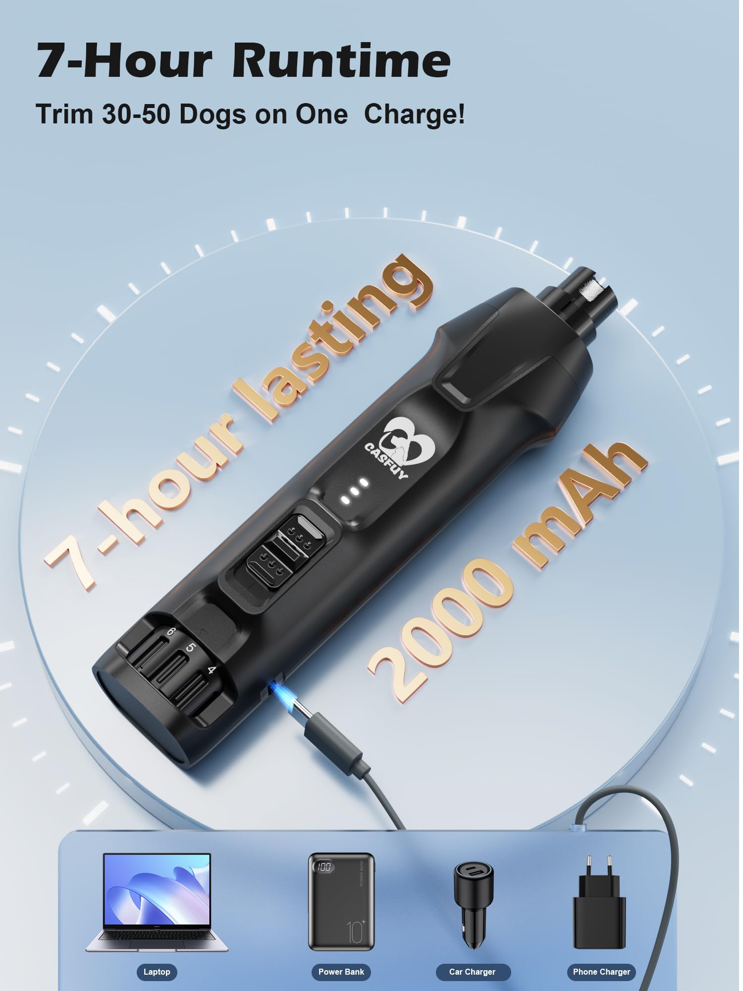 Casfuy auto-stop safety feature prevents overheating during challenging nails.