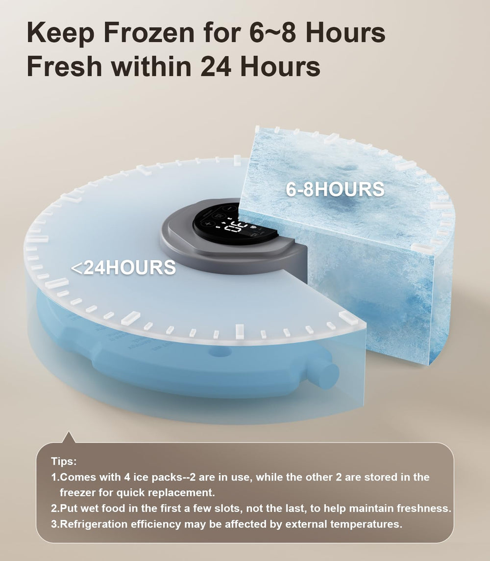 Casfuy cordless feeder shows the LCD display for easy schedule setup.