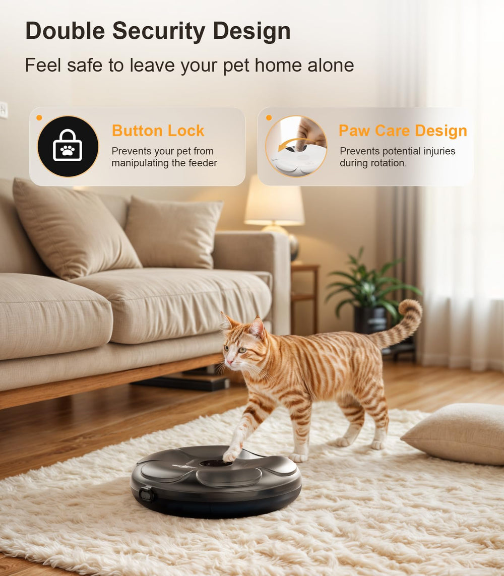 Casfuy feeder highlights long battery life for cord-free placement.