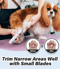Casfuy cordless paw trimmer 1-inch head for thorough paw hair removal