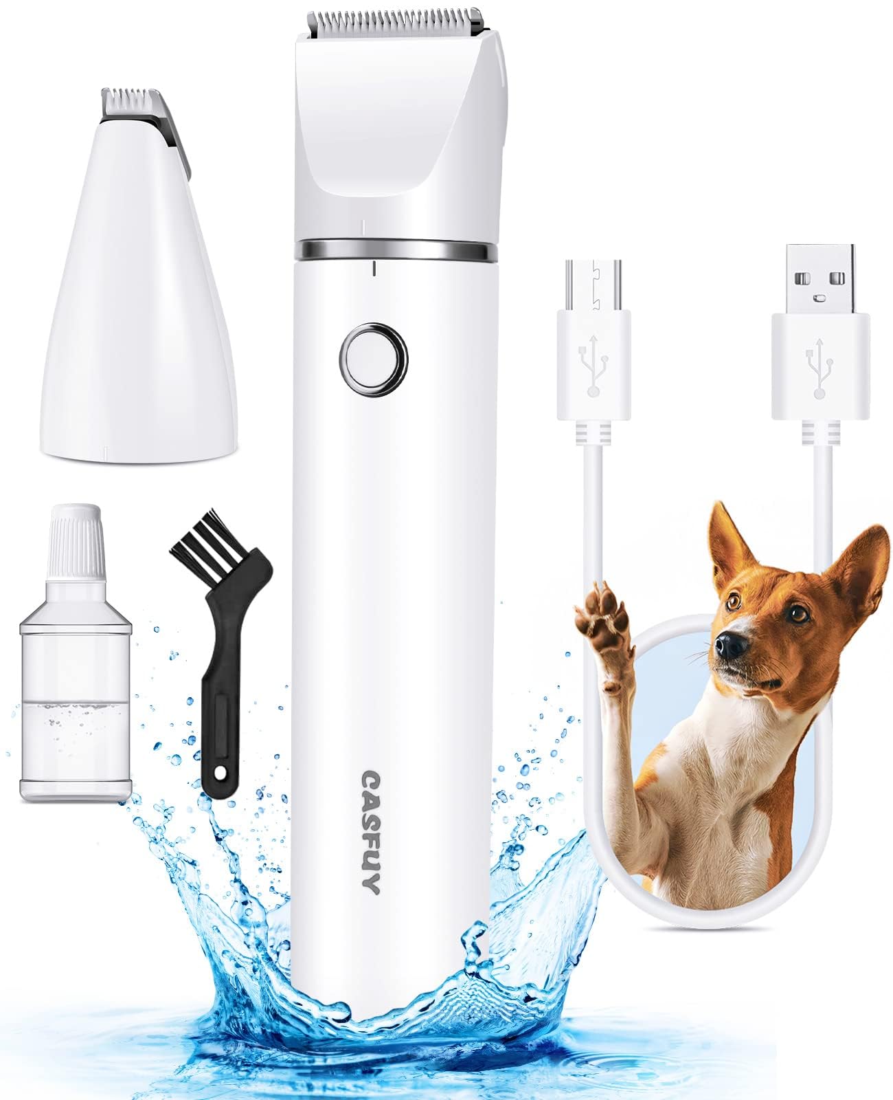 Casfuy cordless paw trimmer double blades close-up for precise, safe grooming