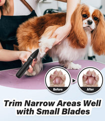 Casfuy cordless paw trimmer with one-inch head for detailed trimming near paws