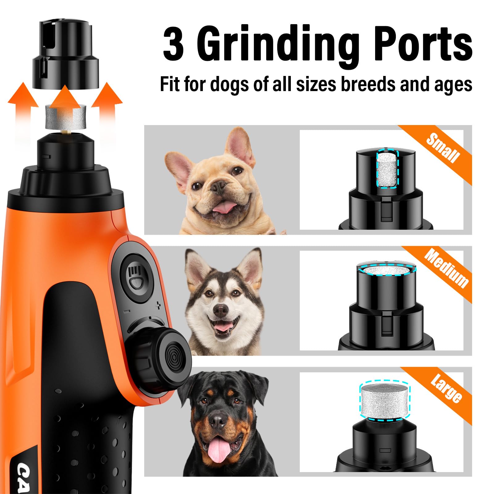 Casfuy nail grinder in use on a dog and cat grooming scenario