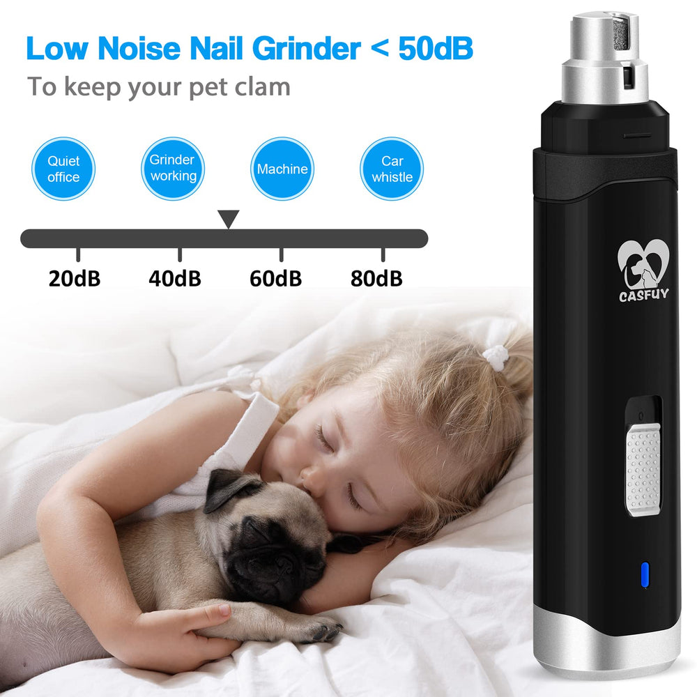 Casfuy dog nail grinder with 3 ports supports small, medium, and large nails.