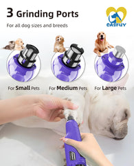 Casfuy dog nail grinder 3 ports demonstrates precision grooming for small, medium, and large nails.