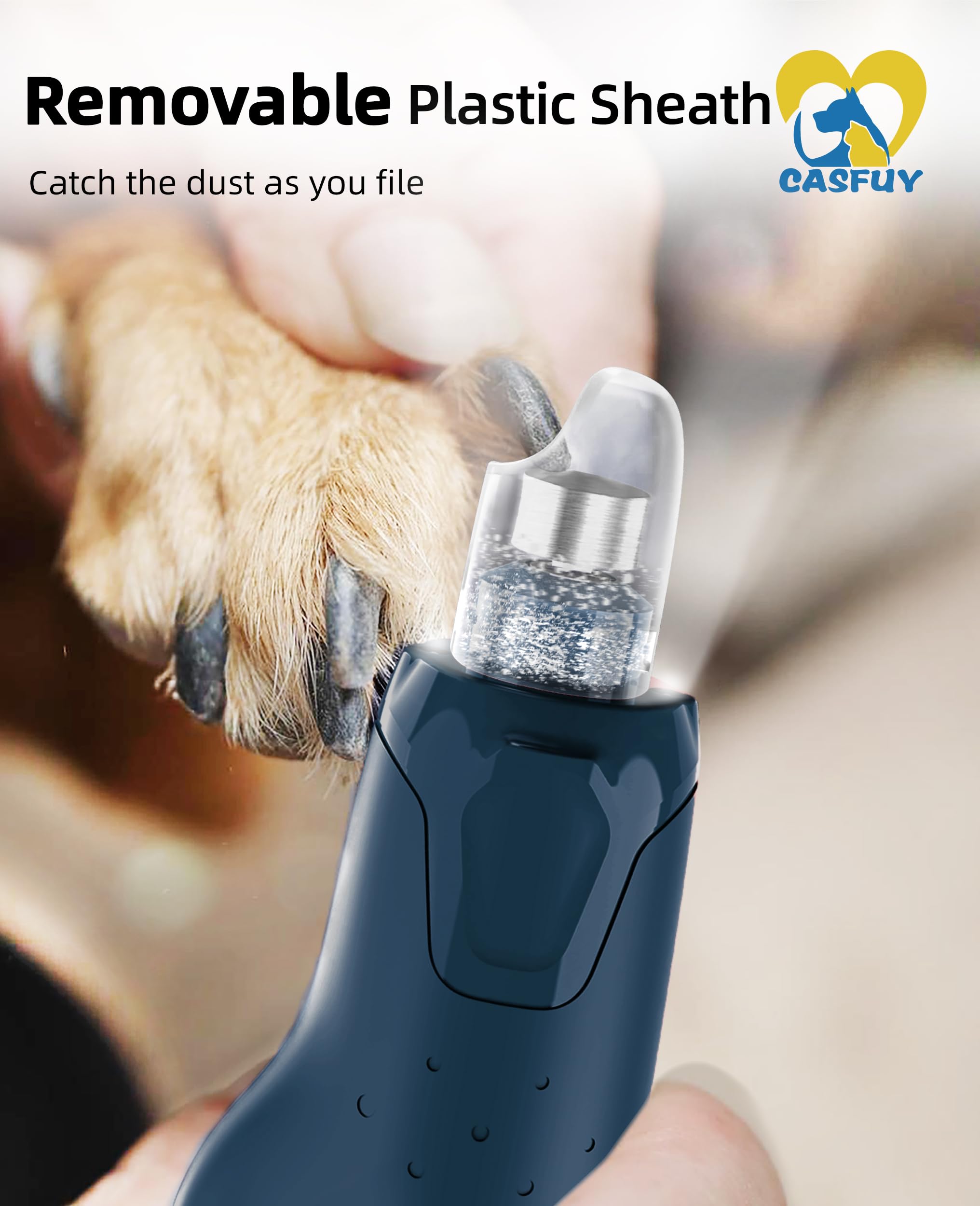 Casfuy dog nail grinder removable dust cap helps keep cleanup quick