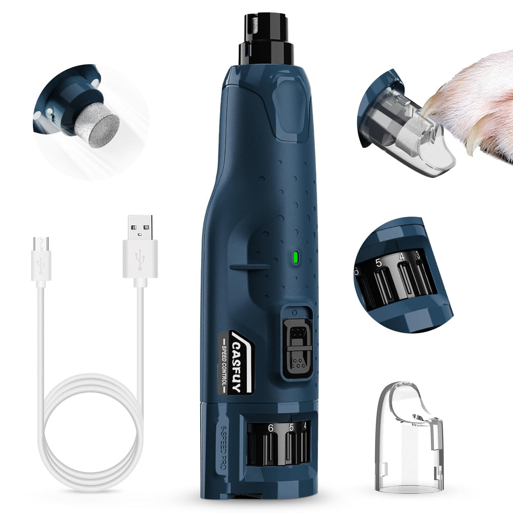 Casfuy dog nail grinder in-use with a paw during home grooming session