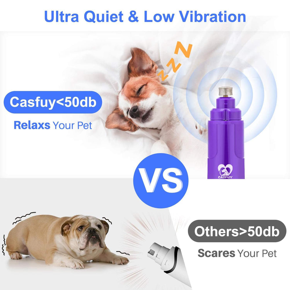 Casfuy dog nail grinder low-noise motor keeps pets calm during trimming