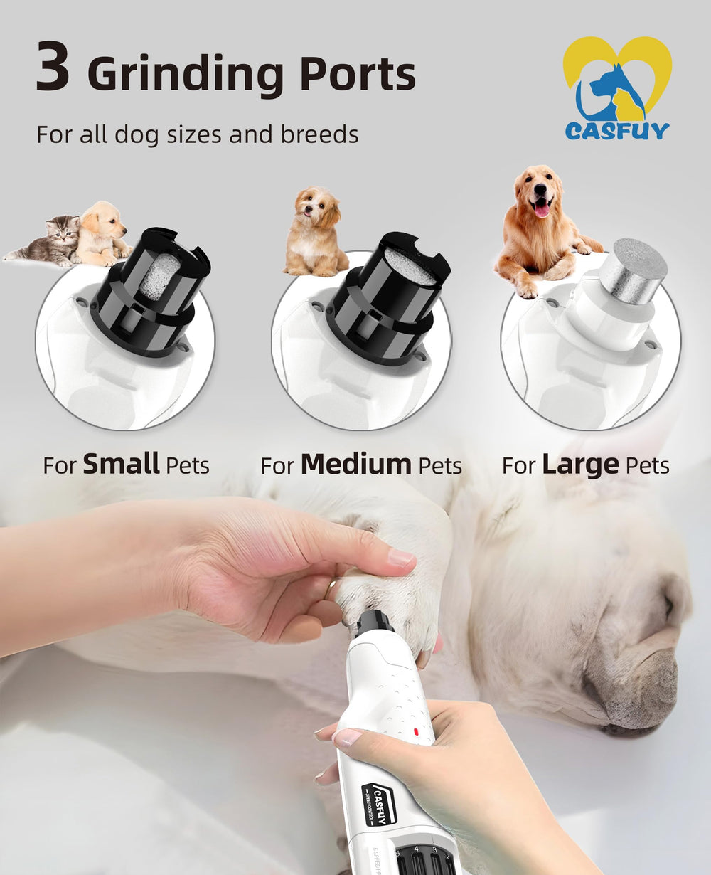 Casfuy nail grinder with two LED lights ensures clear visibility and safe trimming.