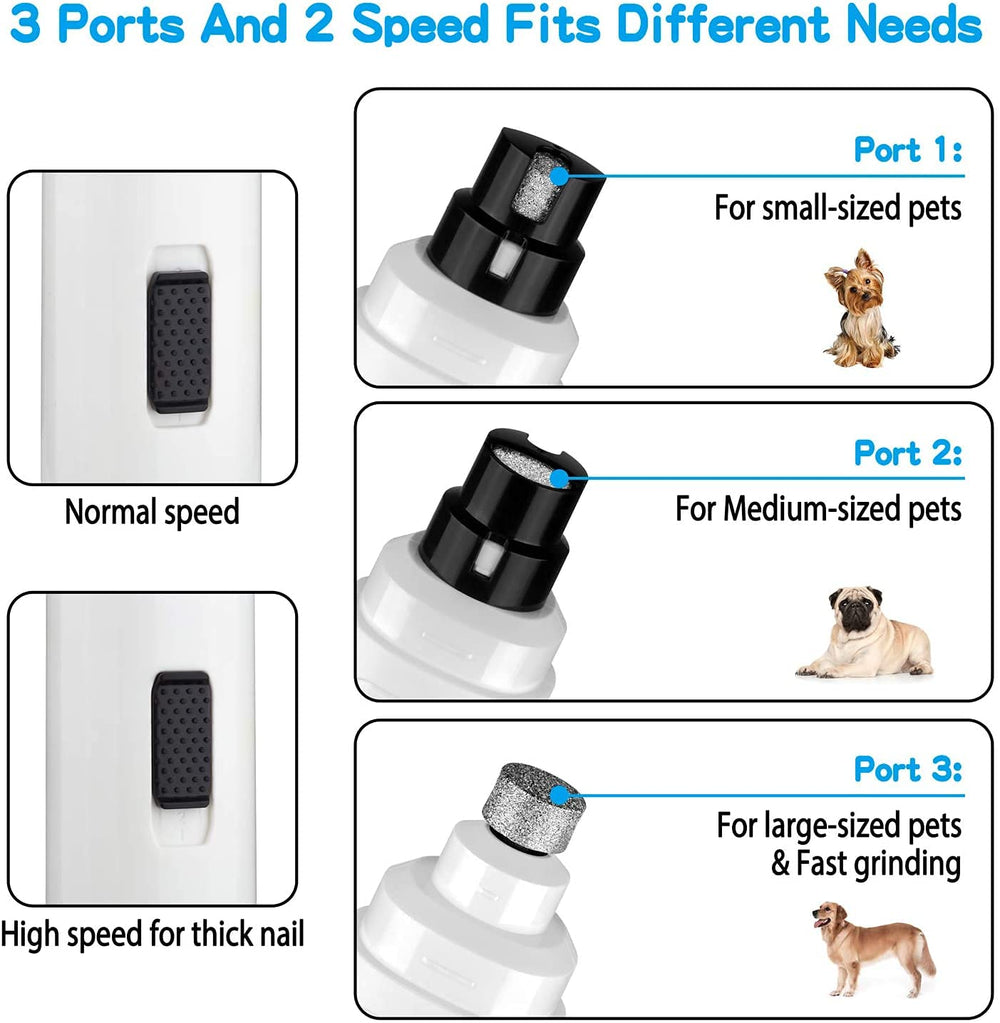 Casfuy dog nail grinder quiet motor reduces stress during home grooming.