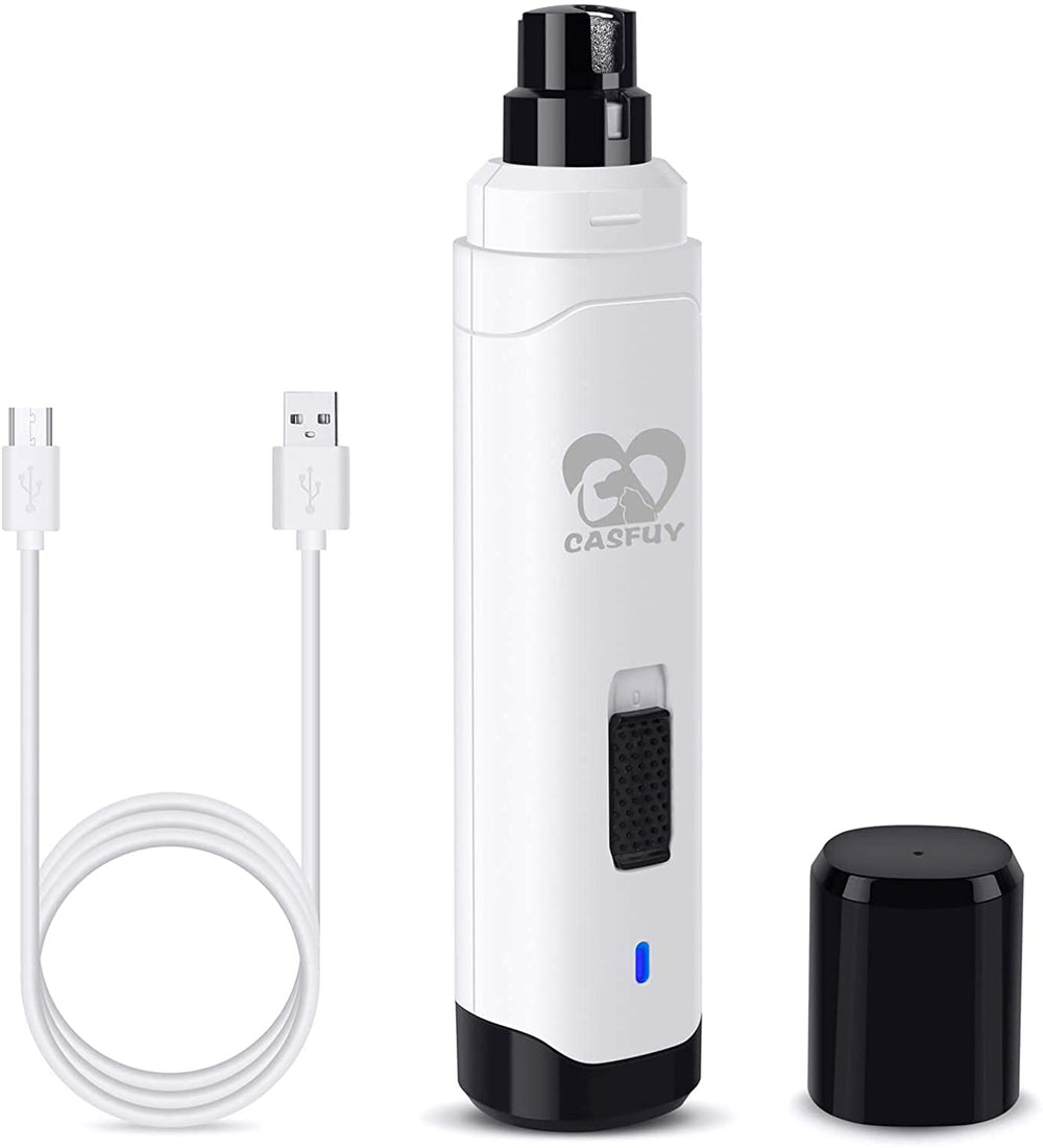 Casfuy dog nail grinder upgraded front view shows compact cordless design for easy grooming.