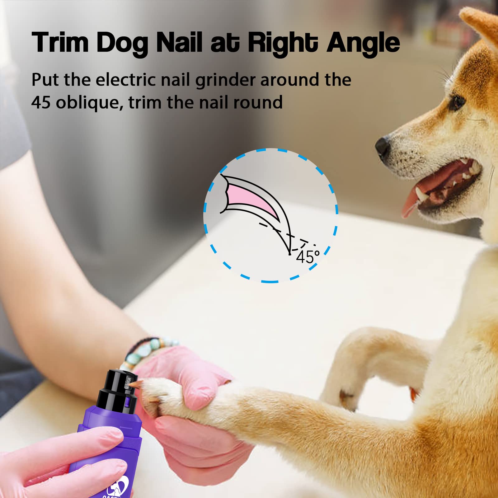 Casfuy dog nail grinder upgraded purple two-speed switch for control.