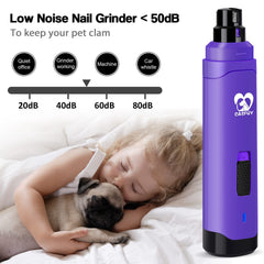 Casfuy upgraded purple low-noise motor reduces pet stress during grooming.