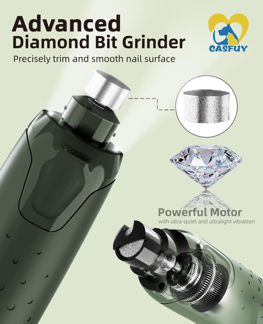 Casfuy low vibration nail grinder gentle operation for pets