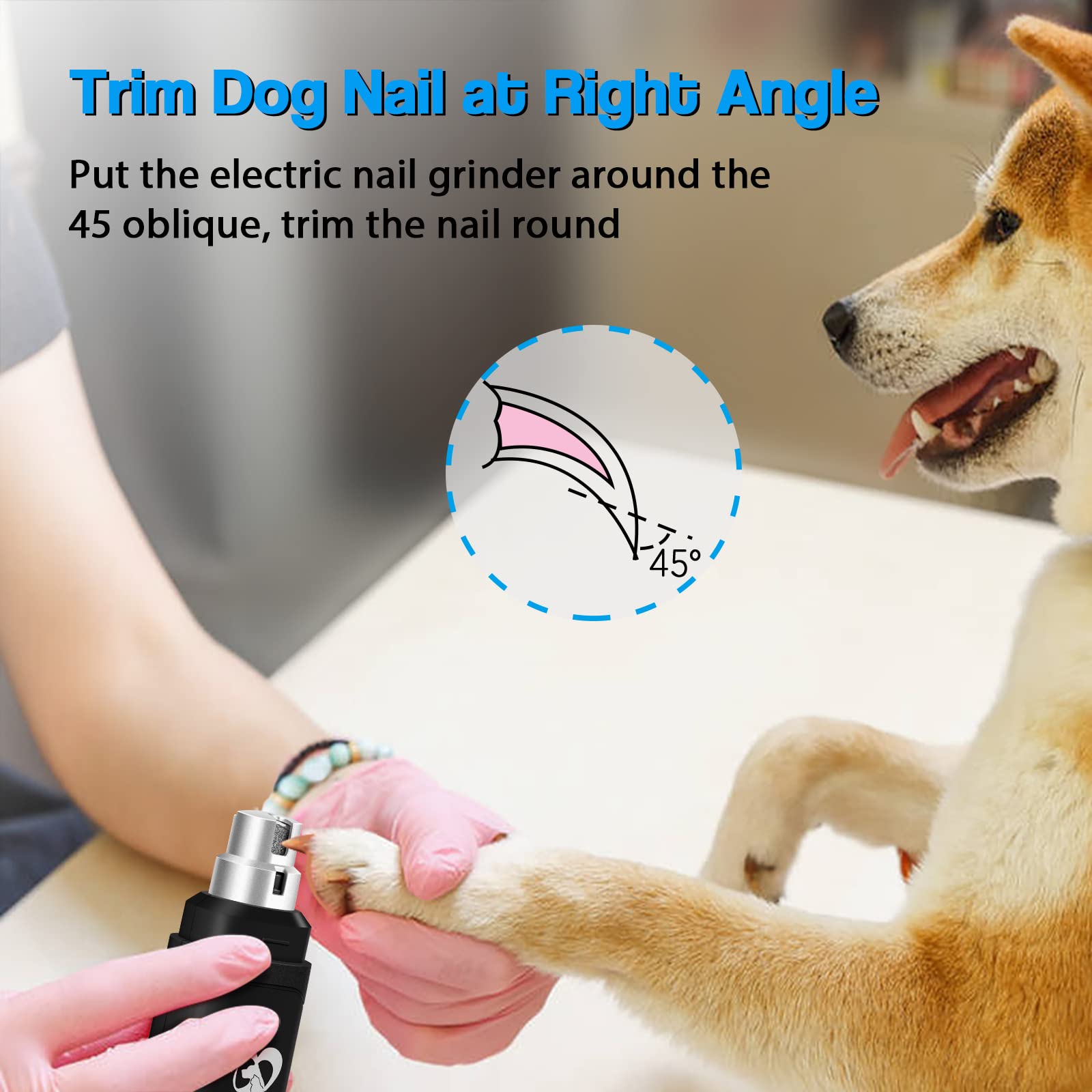 Casfuy nail grinder ergonomic lightweight handle enables comfortable one-handed grooming.