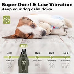 Casfuy quiet dog nail grinder reduces noise for calm sessions