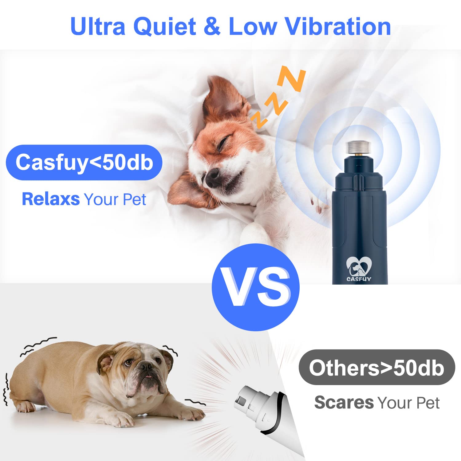 Casfuy rechargeable battery powering cordless nail grooming sessions.