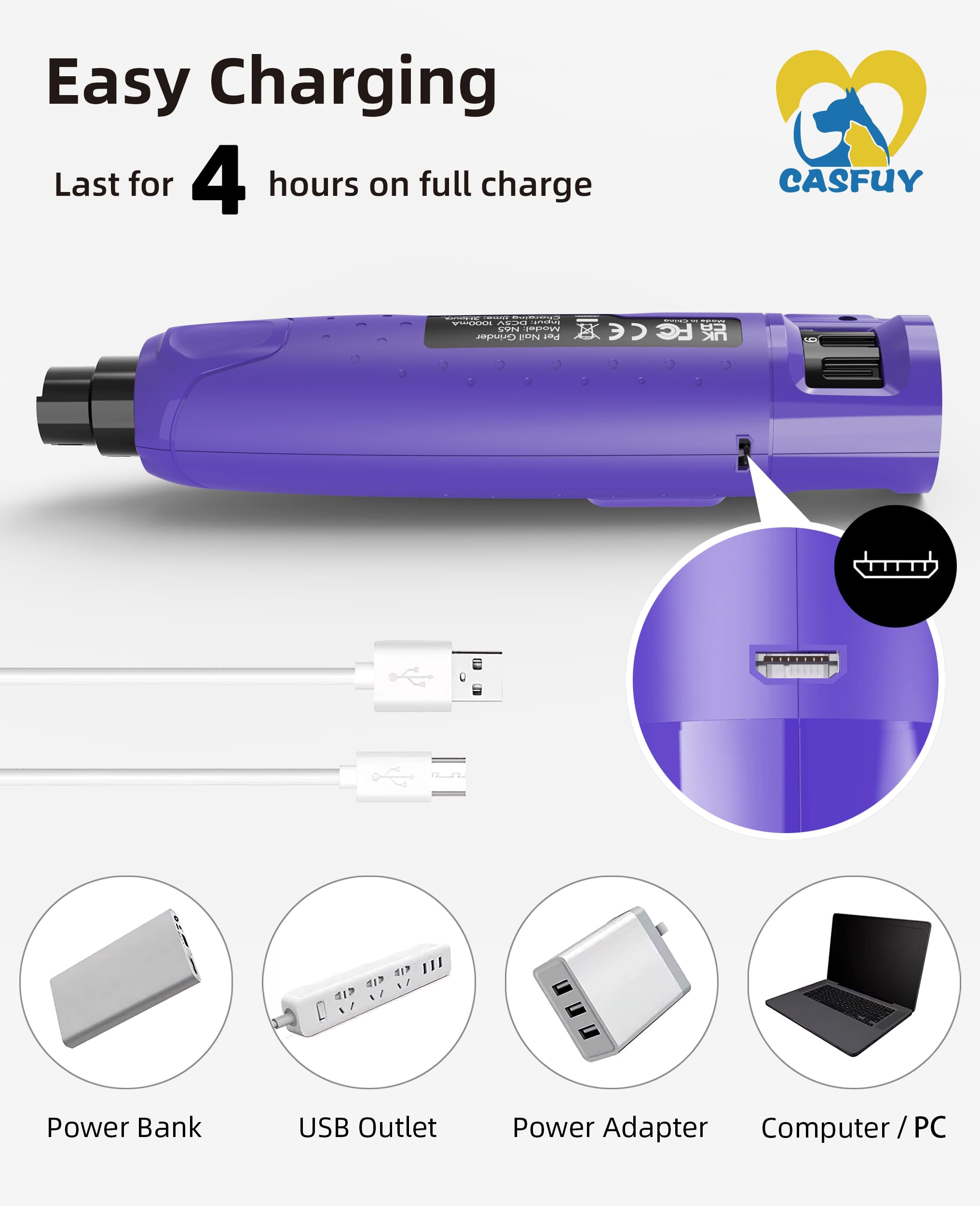 Casfuy small-port nail grinder is ideal for tiny pets' nails and careful trimming.